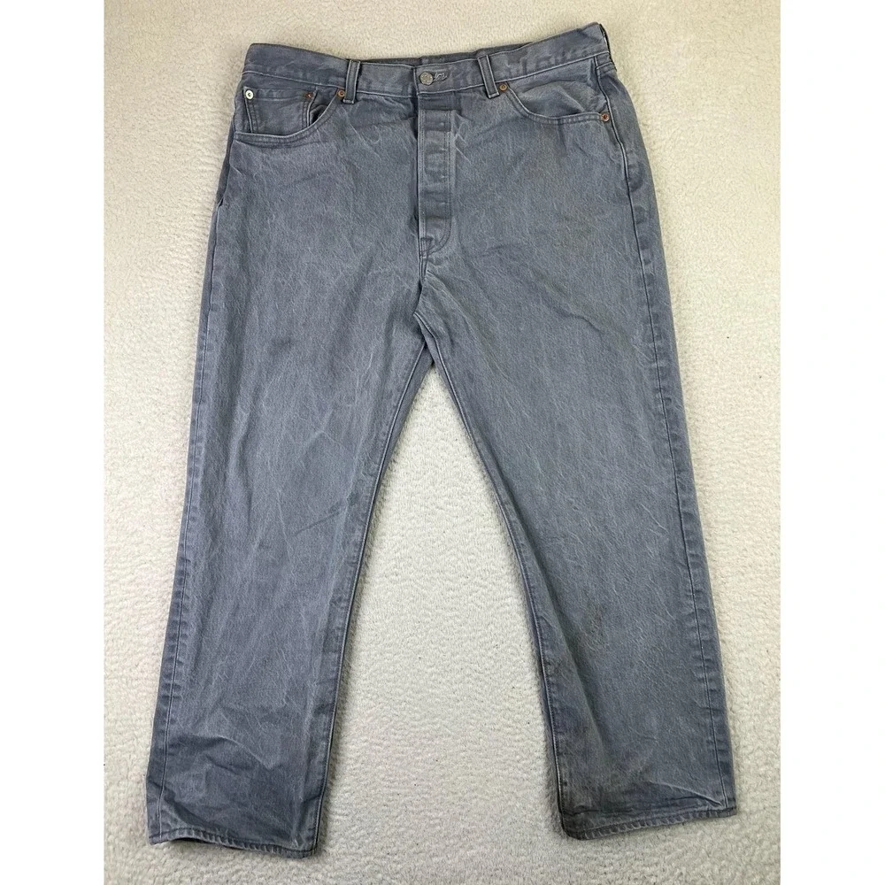 Levis‎ 501 Jeans Mens 40x32 (Fits 38x29) Gray Button Fly Denim Straight Leg